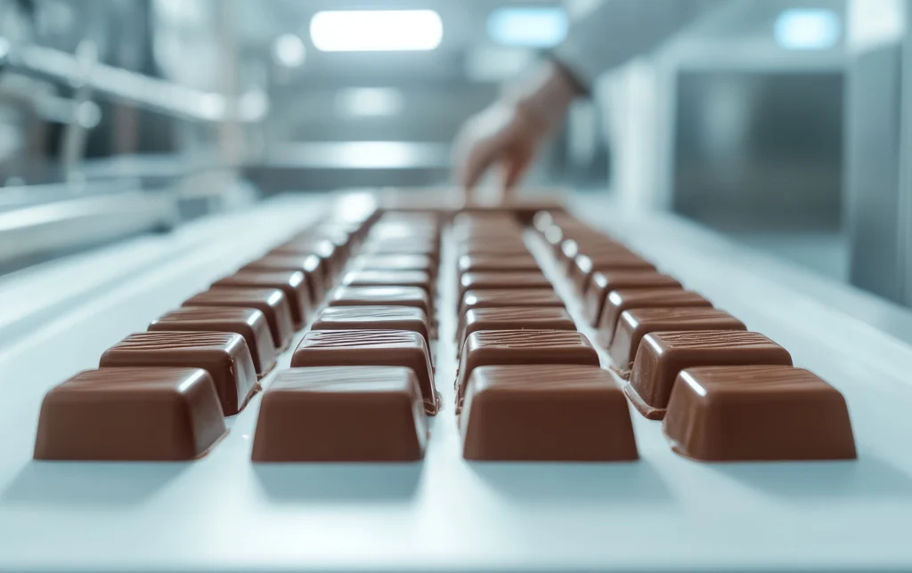 Chocolates on a conveyor built