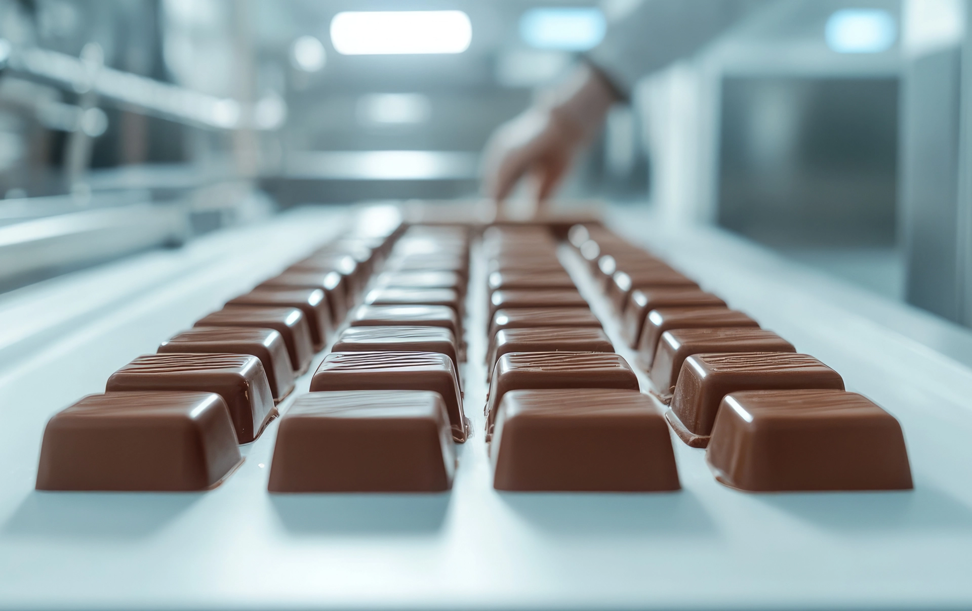 Chocolates on a conveyor built