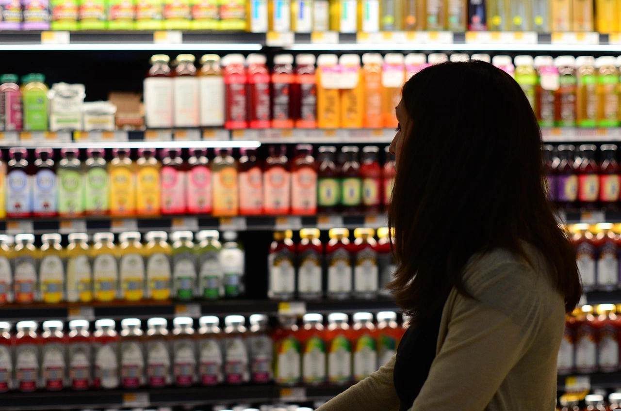 Woman shopping in supermarket